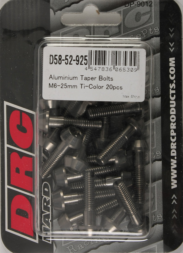 DRC ALUMINUM TAPER BOLTS TITANIUM M6X25MM 20/PK D58-52-925