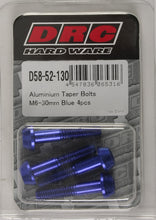 Load image into Gallery viewer, DRC ALUMINUM TAPER BOLTS BLUE M6X30MM 4/PK D58-52-130