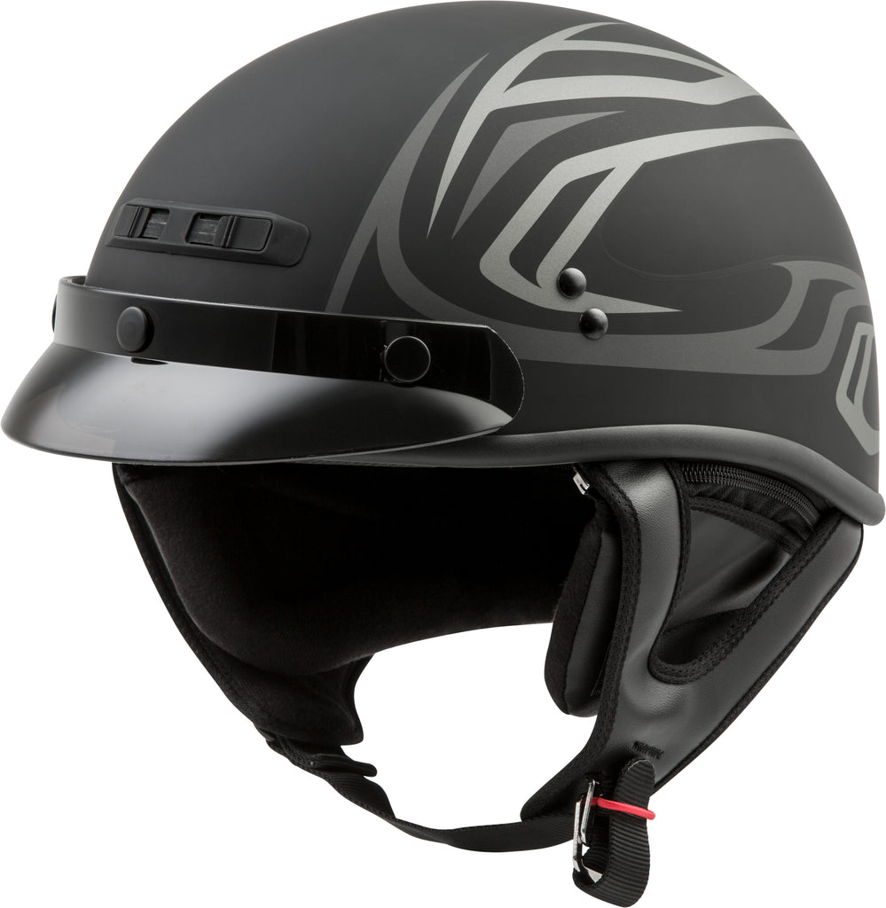 GMAX GM-35 HALF HELMET FULL DRESSED DERK MATTE BLACK/SILVER XS G1355393