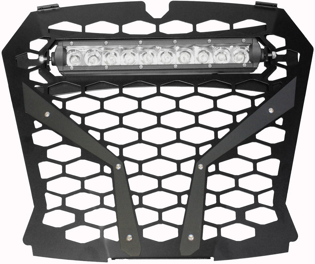 MODQUAD FRONT GRILL BLACK POL RZR S WITH 10" LIGHT RZR-FGLS-XP1KS-BBLK