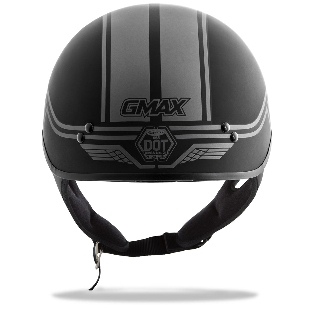 GMAX HH-65 HALF HELMET FULL DRESSED TWIN MATTE BLACK/SILVER XS G9659073