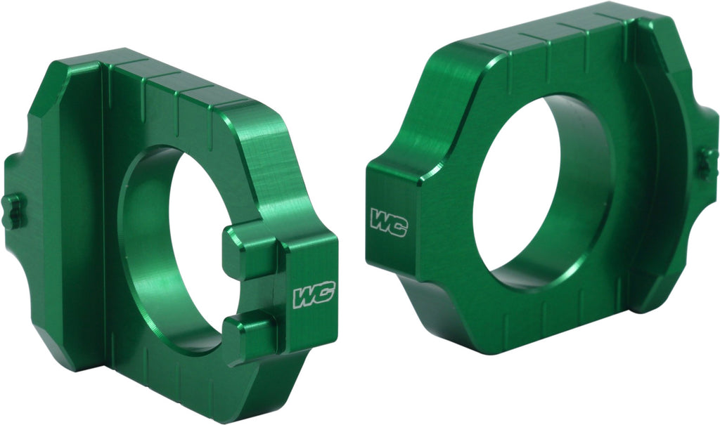 WORKS AXLE BLOCKS ELITE KAW/SUZ GREEN 17-248