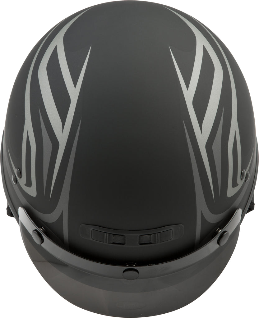 GMAX GM-35 HALF HELMET FULL DRESSED DERK MATTE BLACK/SILVER LG G1355396