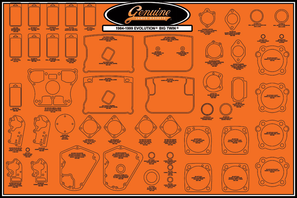 JAMES GASKETS GASKET DISPLAY BOARD BIG TWIN 99000-EVBT