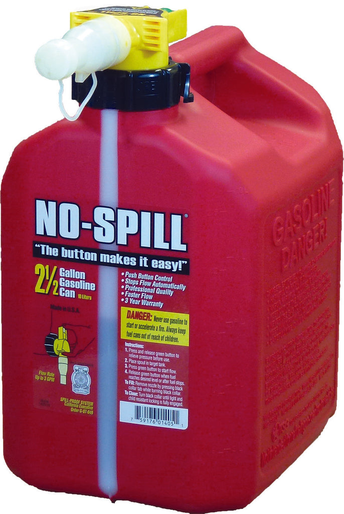 NO-SPILL GAS CAN 2.5 GAL 11.75X8X10 1405-atv motorcycle utv parts accessories gear helmets jackets gloves pantsAll Terrain Depot