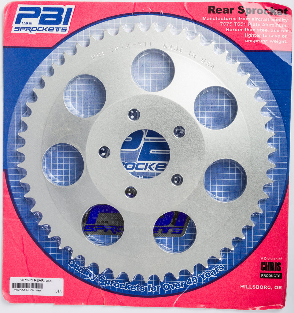 PBI REAR ALUMINUM SPROCKET 51T 2072-51-HD-atv motorcycle utv parts accessories gear helmets jackets gloves pantsAll Terrain Depot