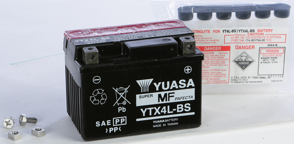 YUASA BATTERY YTX4L-BS MAINTENANCE FREE YUAM62X4B-atv motorcycle utv parts accessories gear helmets jackets gloves pantsAll Terrain Depot