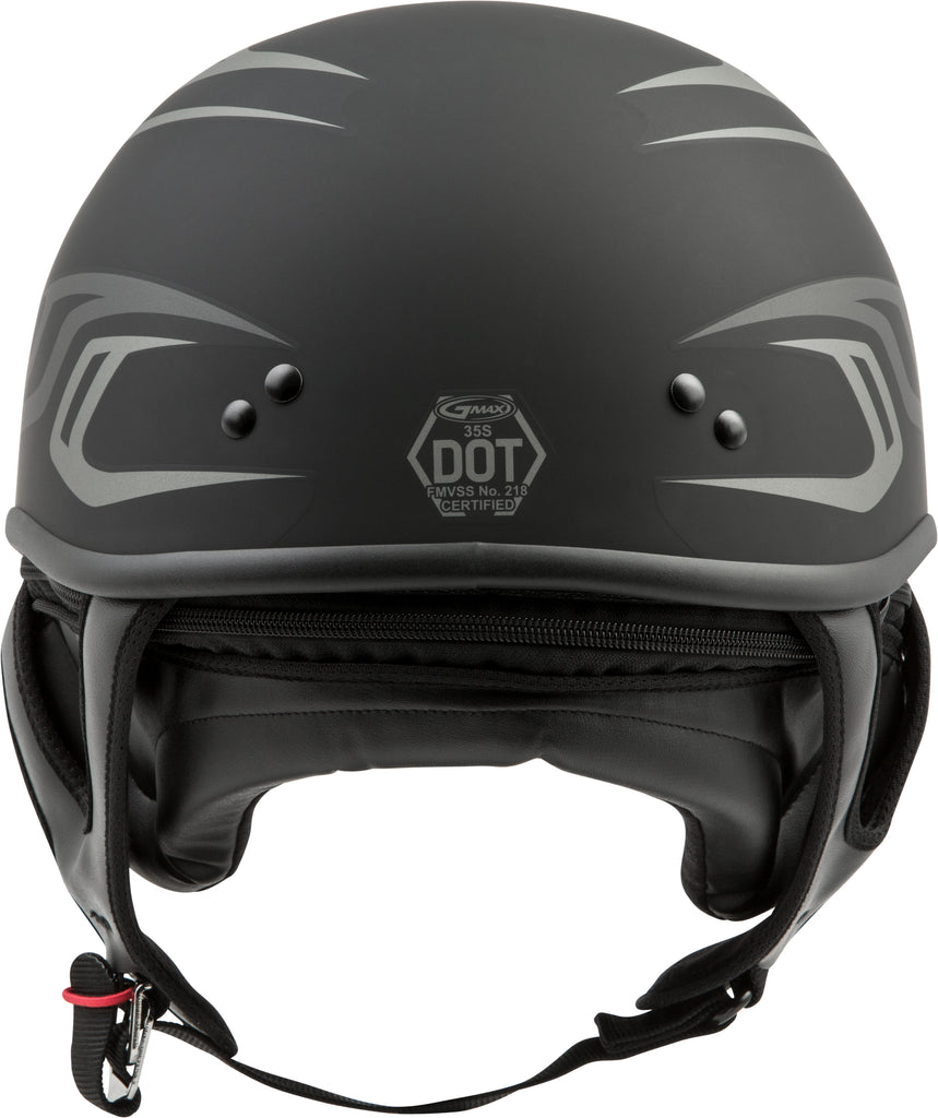 GMAX GM-35 HALF HELMET FULL DRESSED DERK MATTE BLACK/SILVER LG G1355396