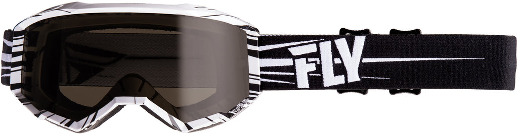 FLY RACING ZONE W/C GOGGLE BLACK/WHITE W/DARK SMOKE LENS FLA-045