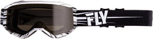 Load image into Gallery viewer, FLY RACING ZONE W/C GOGGLE BLACK/WHITE W/DARK SMOKE LENS FLA-045