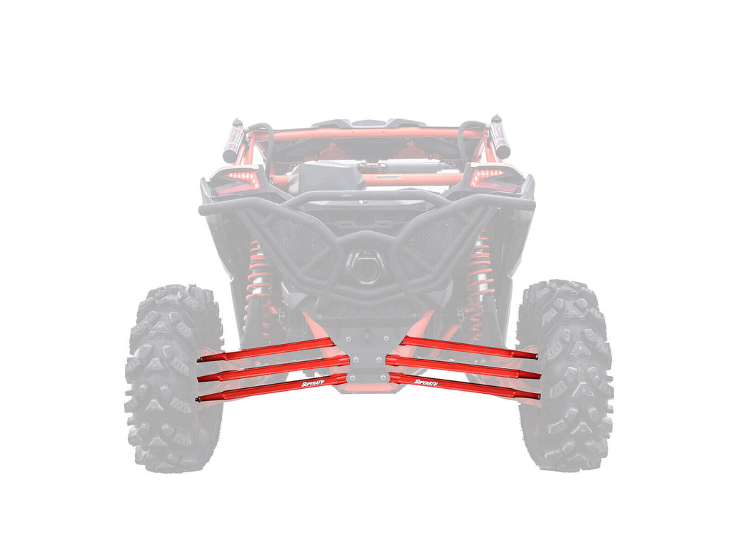 SuperATV Boxed Rear Radius Arms for Can-Am Maverick X3 (72" Body) - Red